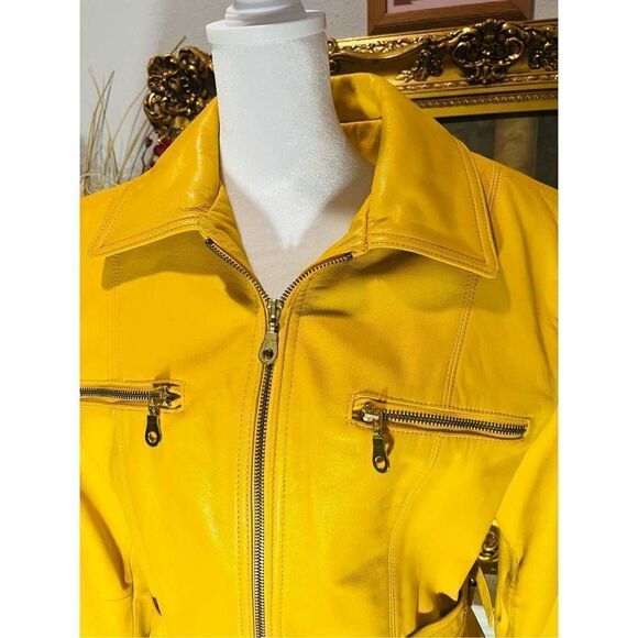Vintage Tibor Leathers yellow Size M - Picture 2 of 9